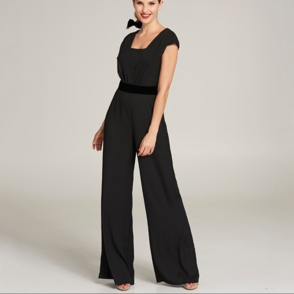 Eliza J Pants - Eliza J Crepe & Chiffon Black Jumpsuit Sz 14